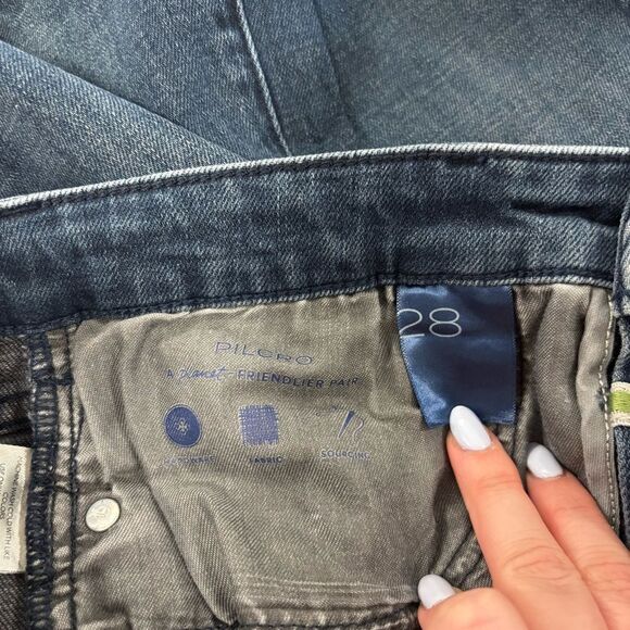Anthropologie Pilcro Dark Wash Flare Jeans Raw Hem Size 28 - Picture 9 of 12